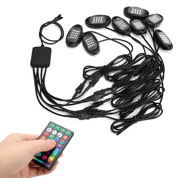 Värikäs auton alustavalaisin - 16 LED, DC12V, RGB, APP & RF-kaukosäädin