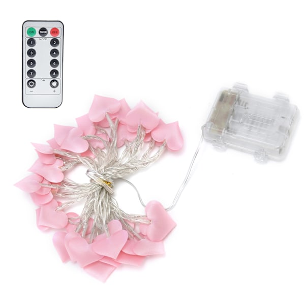 40LED lyskjede rosa hjerteform omgivelsesbelysning for valentinsdagsfest varmt hvitt 4m