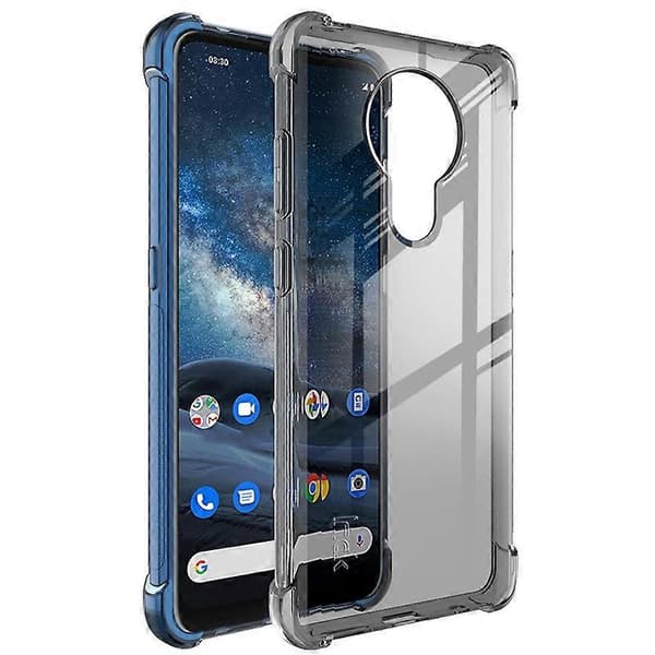 (Ny) IMAK Full Coverage Støtsikkert TPU Beskyttelsesdeksel til Nokia 5.3 Transparent Black