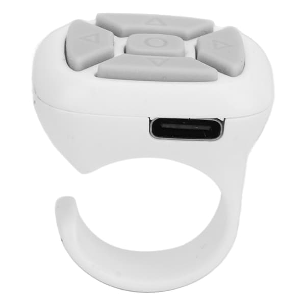 Remote Control Ring Mobile Phone Bluetooth Remote Control Camera Shutter Selfie Button for Video Scrolling Click Like White