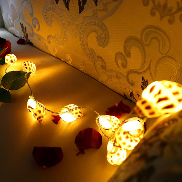 Conch Shape LED String Lights - Batteridriven för inomhus/utomhus födelsedag bröllop - Varmt ljus