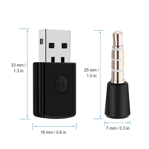 USB 2.0 Langattomat kuulokkeet Mikrofoni Bluetooth 4.0 Dongle Mic 3.5mm Adapterilla PS4:lle