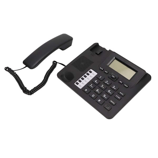 Hemtelefon med sladd, LCD-skärm, handsfree, samtalsidentifiering och väckarklocka - Perfekt för hemmet eller kontoret