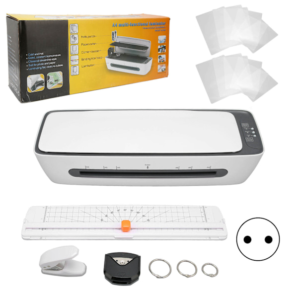 6 i 1 Termisk Laminator 1 min Rask Forvarming Varmt Kaldt System 9 tommers Laminator Maskin med Hjørnerunder for Skole Kontor EU-kontakt 220-240V