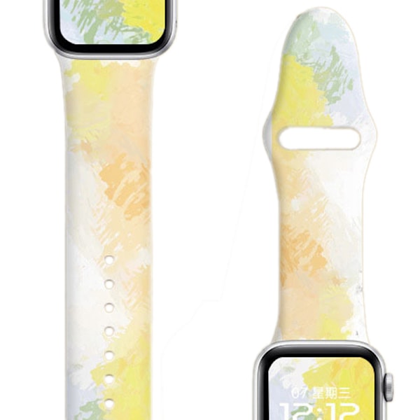 Blomsterprintet Smartwatch Rem Udskiftning Blød Silikone Sportsurrem til Iwatch 7 Serie Ahornfarve 38/40/41MM