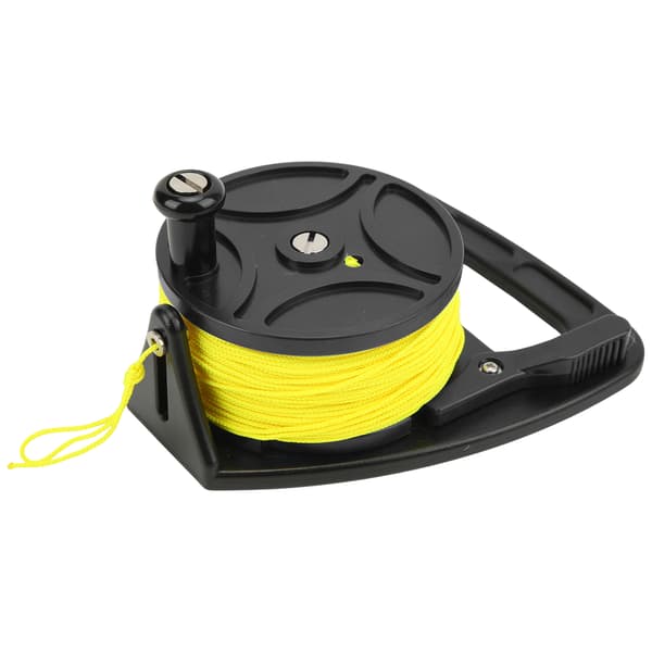 Diving Reel Spool Finger Reel Anchor Rope Spool Multifunctional with Yellow Thread for Cave Exile Diving Black
