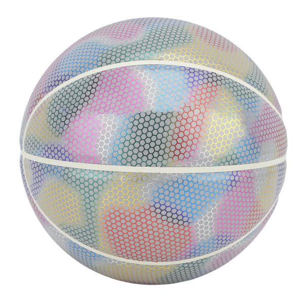 Glödande reflekterande basket - Storlek 7 - Cool Bright Luminous Ball för barn och vuxna - Inomhus/Utomhus - Silver