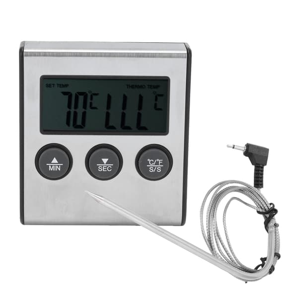 Digital Kötttermometer Mattemperaturmätare med Vikbar Sond Timer Alarm för Kök