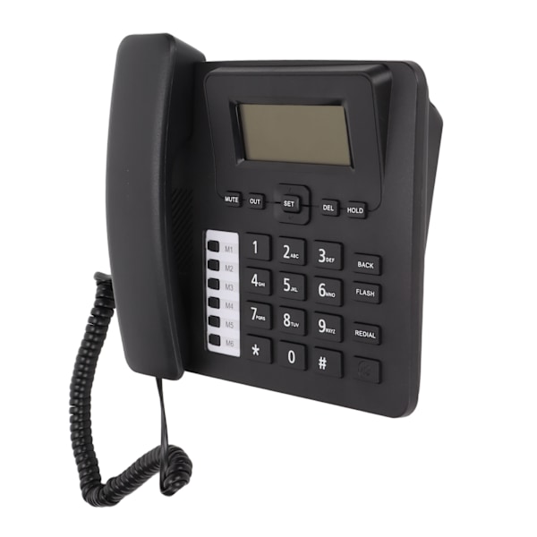 Hemtelefon med sladd, LCD-skärm, handsfree, samtalsidentifiering och väckarklocka - Perfekt för hemmet eller kontoret