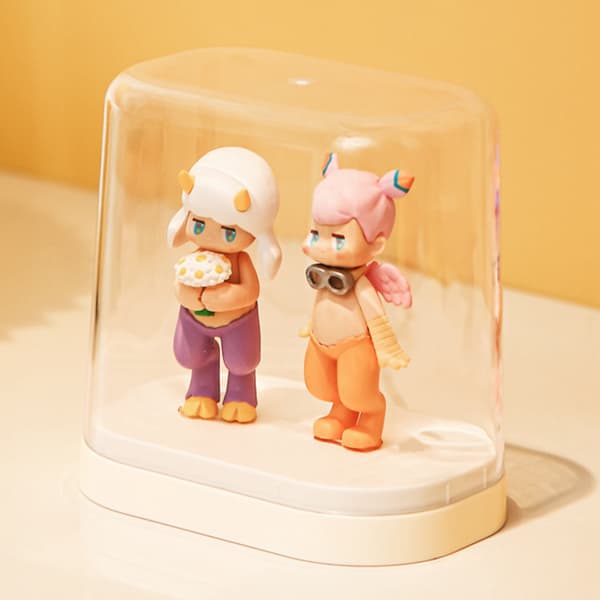 Figur Displayfodral Plast Transparent Stapelbar Klar Samlarbox för Mini Dockleksaker Förvaring Vit