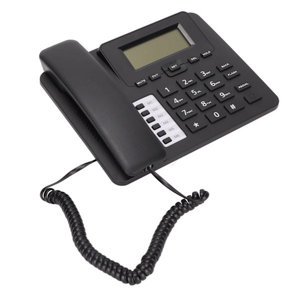 Hemtelefon med sladd, LCD-skärm, handsfree, samtalsidentifiering och väckarklocka - Perfekt för hemmet eller kontoret