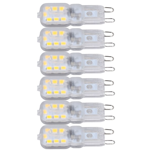 Dimbar G9 LED-lampa för ljuskrona bordslampa - 6st, 14 lysdioder, 3W, energisparande, ögonskydd, naturligt ljus 220V