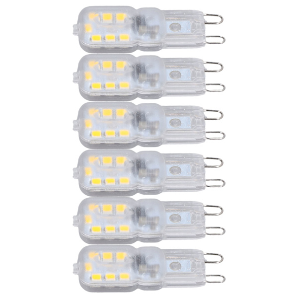 G9 Pære Dimbar Øyebeskyttelse Energibesparende 14 LED-er 3W Lyspære for Lysekrone Bordlampe 6 stk Naturlig Lys 220V