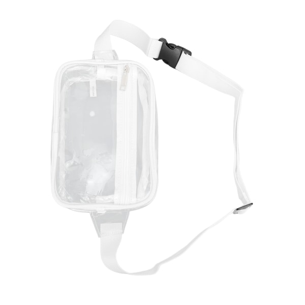 Vandtæt gennemsigtig slyngetaske - stor kapacitet gennemsigtig PVC brysttaljepakke til sportsrejser (hvid)