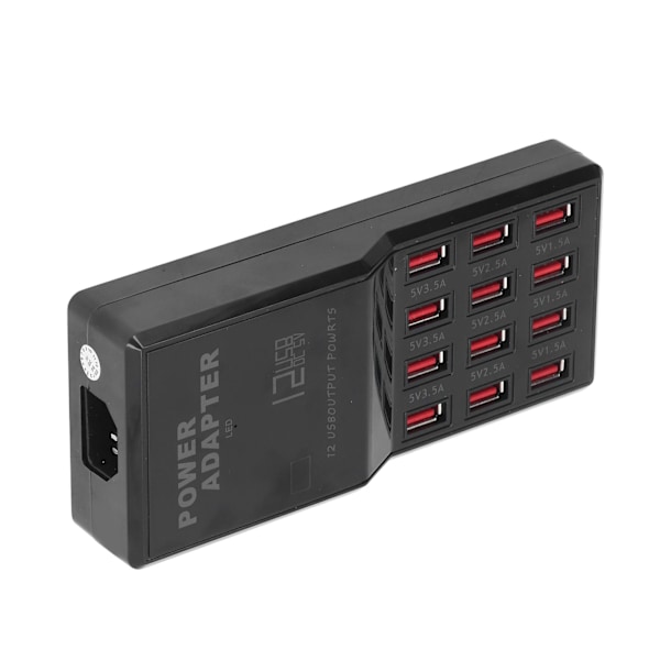USB-lader med flere porter, 12A høy effekt, 12 porter USB-ladestasjon for MP3 MP4 mobiltelefoner EU-plugg AC 100‑240V EU-plugg