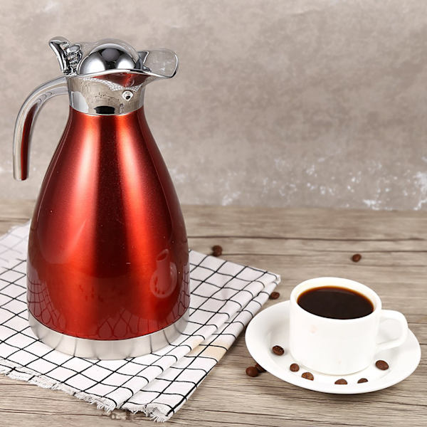 Dobbeltvægget vakuumisoleret kaffekande i rustfrit stål - 1,5L Rød