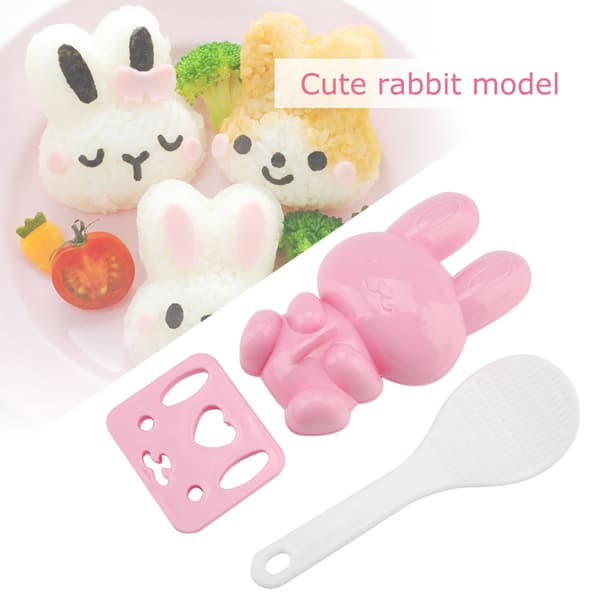 Cartoon Kanin Sushi Risform Set (3 delar, Rosa)