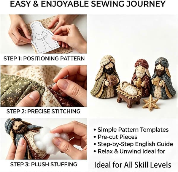 DIY Patchwork Julekrybbe Sysæt, Håndsyning Håndværksforsyninger, Festlig Boligindretning Håndlavet Sæt