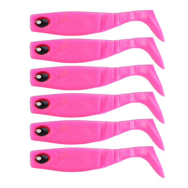 6 STK PVC blød agn kunstige lokker 4in 0.2oz Jigging Tail Wobblere Fisketilbehør Pink