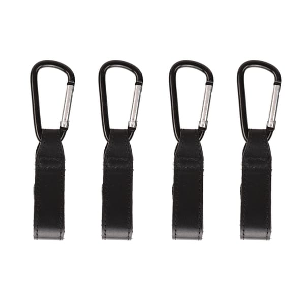 4pcs Black Stroller Hooks with Hook and Loop Outdoor Hanging Buckle for Hanging Bags