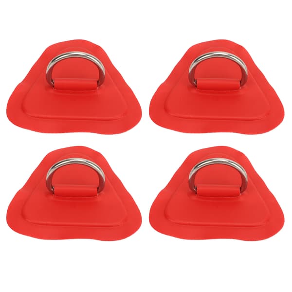 4 stk. D-ring patch rustfrit stål D-ring pad til oppustelig båd surfboard jolle paddle board rød