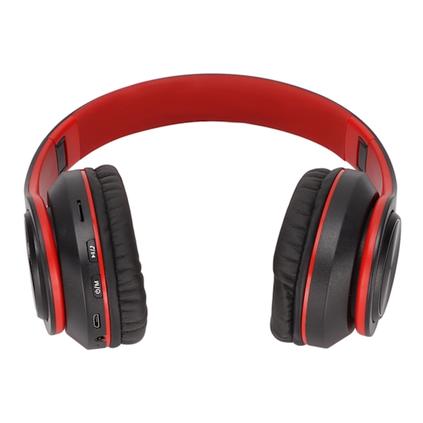 Trådløst Headset Stereo Støjreducerende Foldbar Bluetooth Høretelefon til Mobiltelefon PC Rejse Spil Sort med Rød