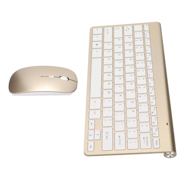 Trådløst 2.4G tastatur-mussett - 78 taster, tynne etsede tastehetter, ergonomisk design, mute-knapp, USB-tilkobling - gull