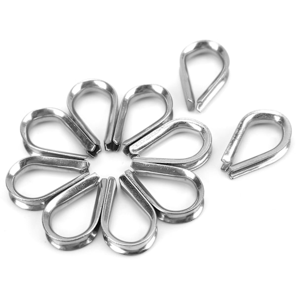 6MM Rustfri Stål Båd Wire Reb Klemmer Kabel Beskyttelsesringe Fingerbøl Klemmer