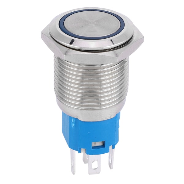 16mm LED Light Self Reset 1NO 1NC Metal Push Button Switch for Car Modification(Blue Light 12V)