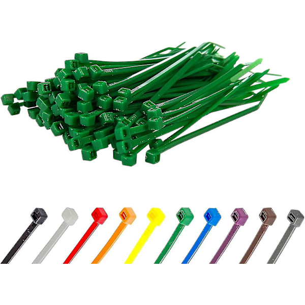 Premium Nylon Zip Ties, 370mm X 4.8mm, Pack of 100, Heavy Duty 100mmx2.5mm Green