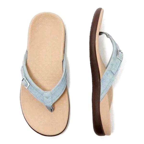 Ortopædiske Sommersandaler til Kvinder og Piger - Skridsikre Sål Strand Flip Flops40 Sky Blue