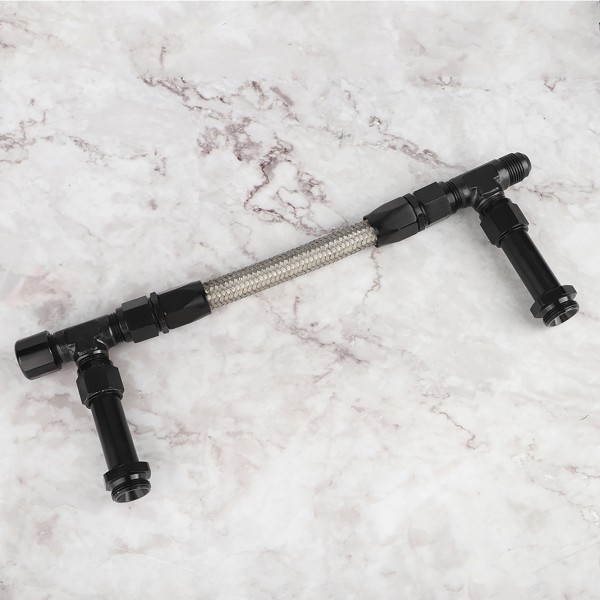 Rustfritt stål Dual Fuel Line for modifiserte biler - AN8 Joint, Universal Black