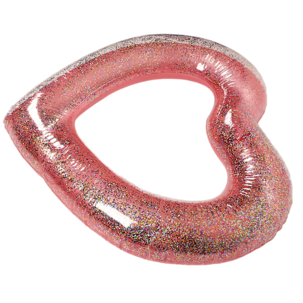 Rosegull Paljetter Hjerteform Blinkende Glitter Oppblåsbar Hjerte Poolring for Barn Voksne 90 cm/35,4in