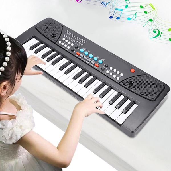 Bærbart elektronisk klaver multifunktionelt keyboard mikrofon baby musik legetøj 430A1 engelsk version (37 tangenter)