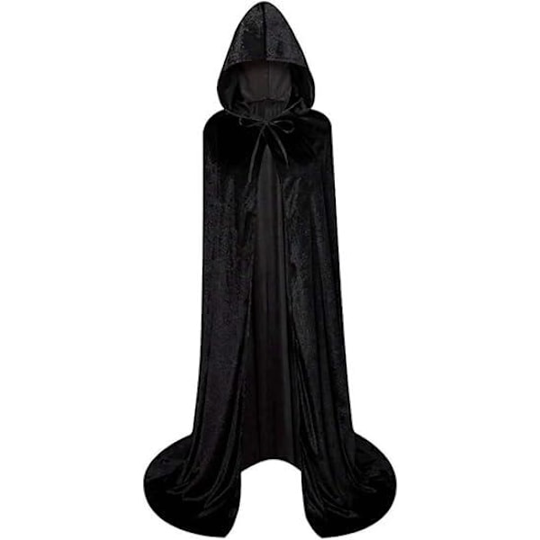 Halloween kostumer, festtøj, børne- og voksenkappe, sort guld fløjl kappe, vampyr dødskappe M Sort