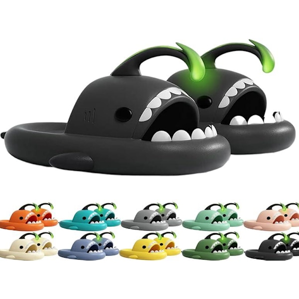 Angler Fish Slides - Shark Slippers, Glow in the Dark, Super Soft, Comfy, Silent and Anti-slippery 42 43