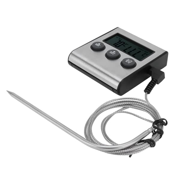 Digitalt kødtermometer madtemperaturmåler med foldbar probe timer alarm til køkken