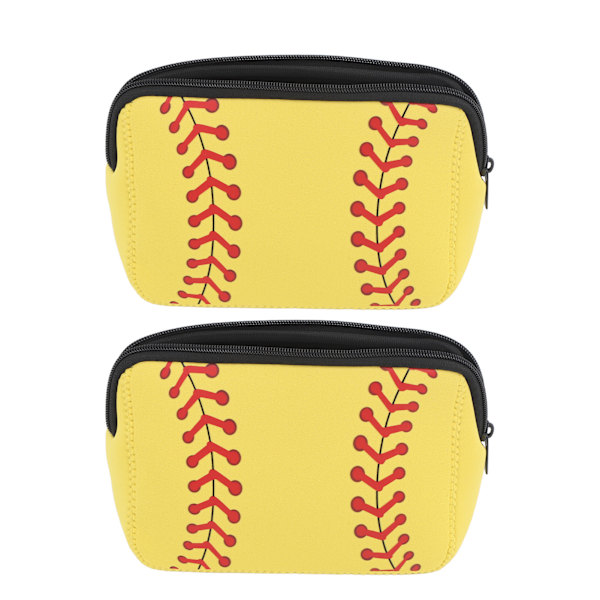 Baseball Print Neopren Vattentät Sminkväska - 2ST Gul