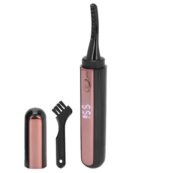 USB uppladdningsbar elektrisk ögonfransböjare med LCD-skärm - 4 nivåer temperatur, uppvärmd ögonfransperm för kvinnor (svart)
