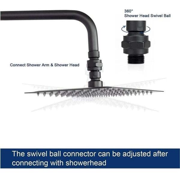 Justerbart kuleledd i messing, svingbart kuleledd for dusjkobling, dusjkuleleddadapter, egnet for tilkobling av dusjhode og Noir 0.5 kg