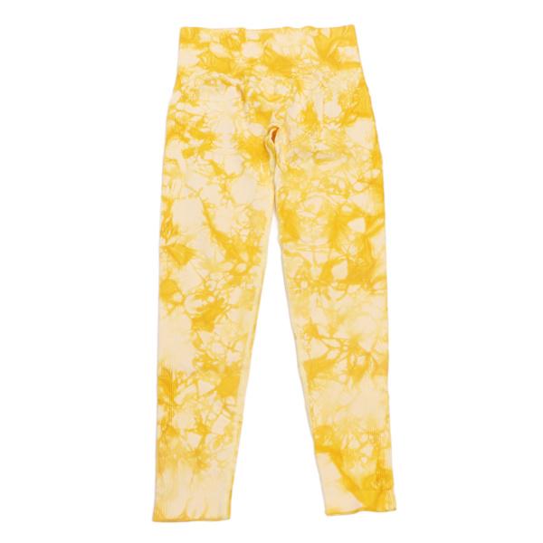 Keltaiset Tie Dye -korkean vyötärön peppua kohottavat legginsit naisille - Koko L