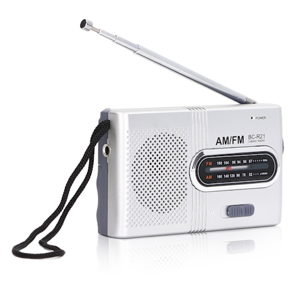 Mini AM FM Radio Manuell Användning Enkel Justering Minnesfunktion Digital Radiomottagare (BCR21 (2st AA Batterier))