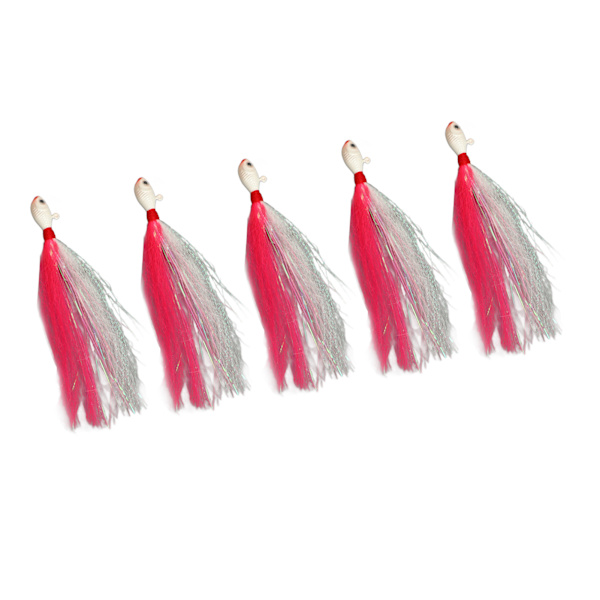 Metall Isfiske Jiggsett - 5 stk Rosa naturlige agn med skarpe J-kroker