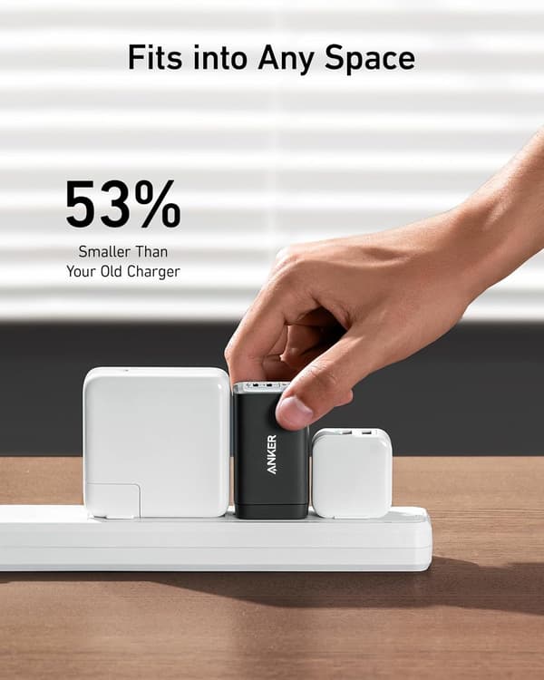 Anker 735 Lader GaNPrime 65W 1x USB-A 2x USB-C strømadapter 155