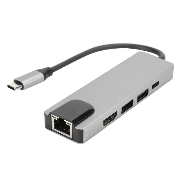 5 i 1 TypeC Hub till HDMI-adapter 4K TypeC till Gigabit Ethernet RJ45 expansionsport