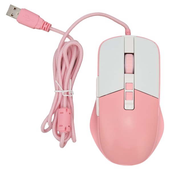Trådbunden Mus Ergonomisk Strömlinjeformad Cool RGB Optisk Sensor Gaming Mekanisk Mus för Hemmakontor Rosa Vit