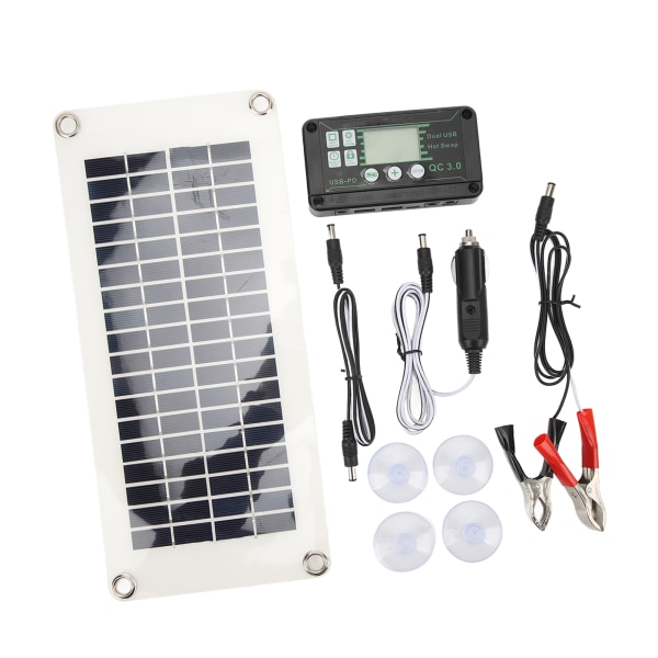 30W RV Solpanel Kit - Effektiv polysilicium PET batterioplader med 50A spændingskontrol til hytter, både og marinesoldater