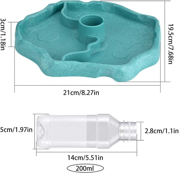 Reptil vanndispenser, 2 i 1 overløpsfôringsdispenser, plast[SZ]