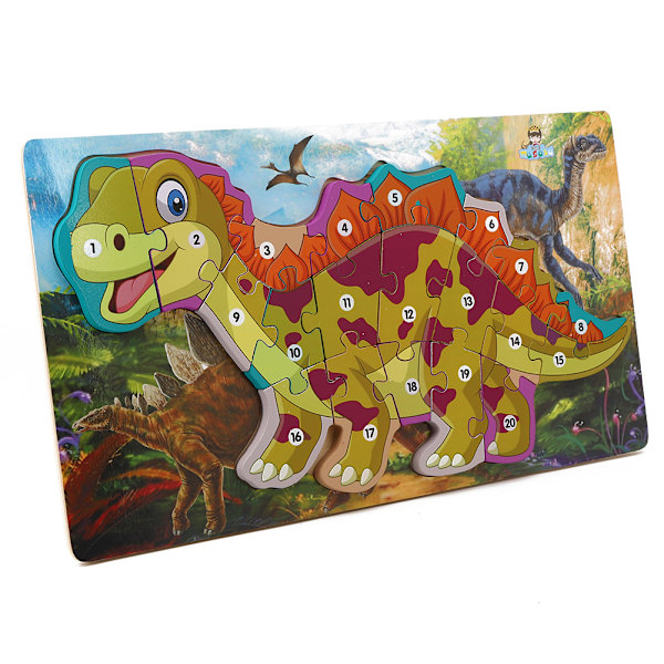 Træ Dinosaur Puslespil Legetøj Alfabet Nummer Puslespil Børn Uddannelsesmæssigt Legetøj #6 (Nummer)