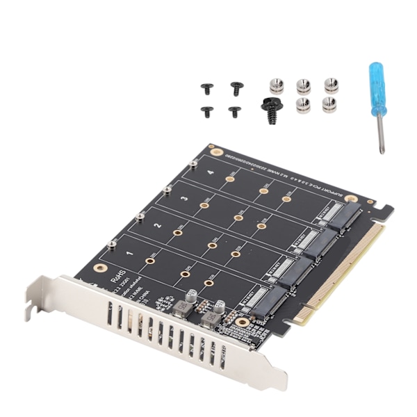 M.2 NVME SSD til PCIE X16 Adapter 4 Port Højhastighed 4x32Gbps Soft Raid Kort med Individuel LED-indikator til Computere